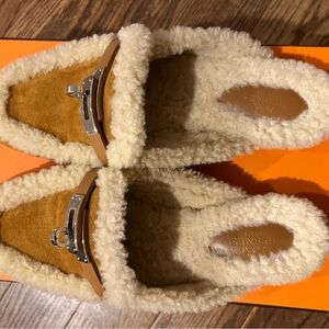 Hermès Shearling Oz mule suede